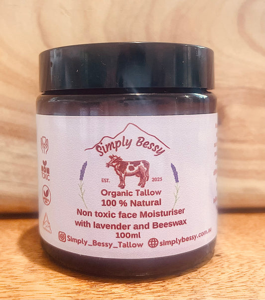 Lavender and Beeswax face moisturiser made with Grass-Fed Organic Tallow