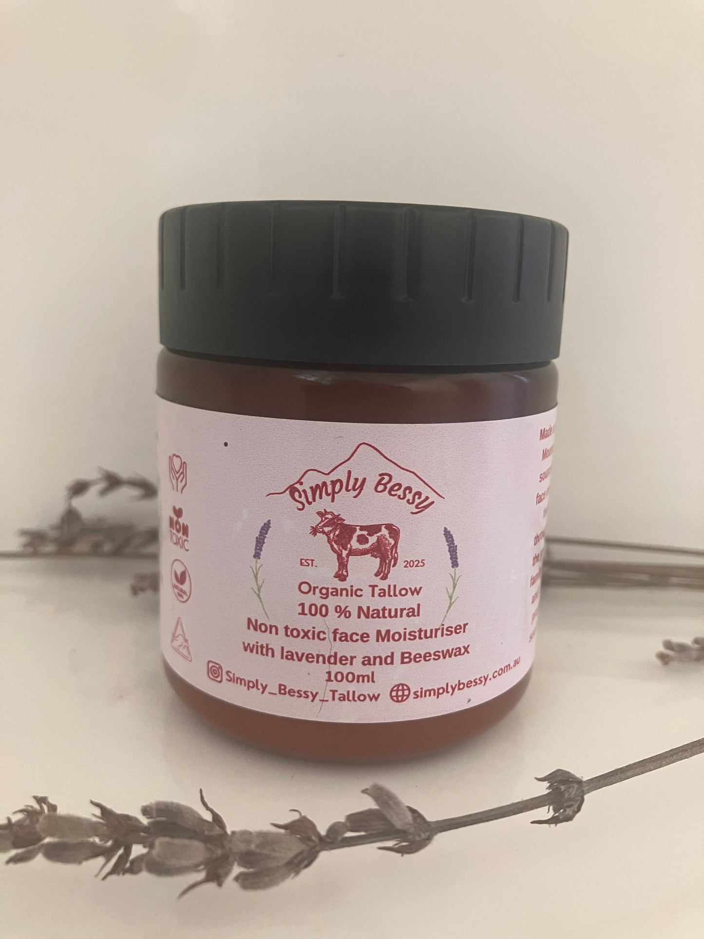 Lavender and Beeswax face moisturiser made with Grass-Fed Organic Tallow